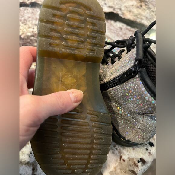 Vtg Y2K Doc Martens Rainbow Sparkly Metallic Lace Up Combat Girly Boots US 10 - Picture 8 of 8